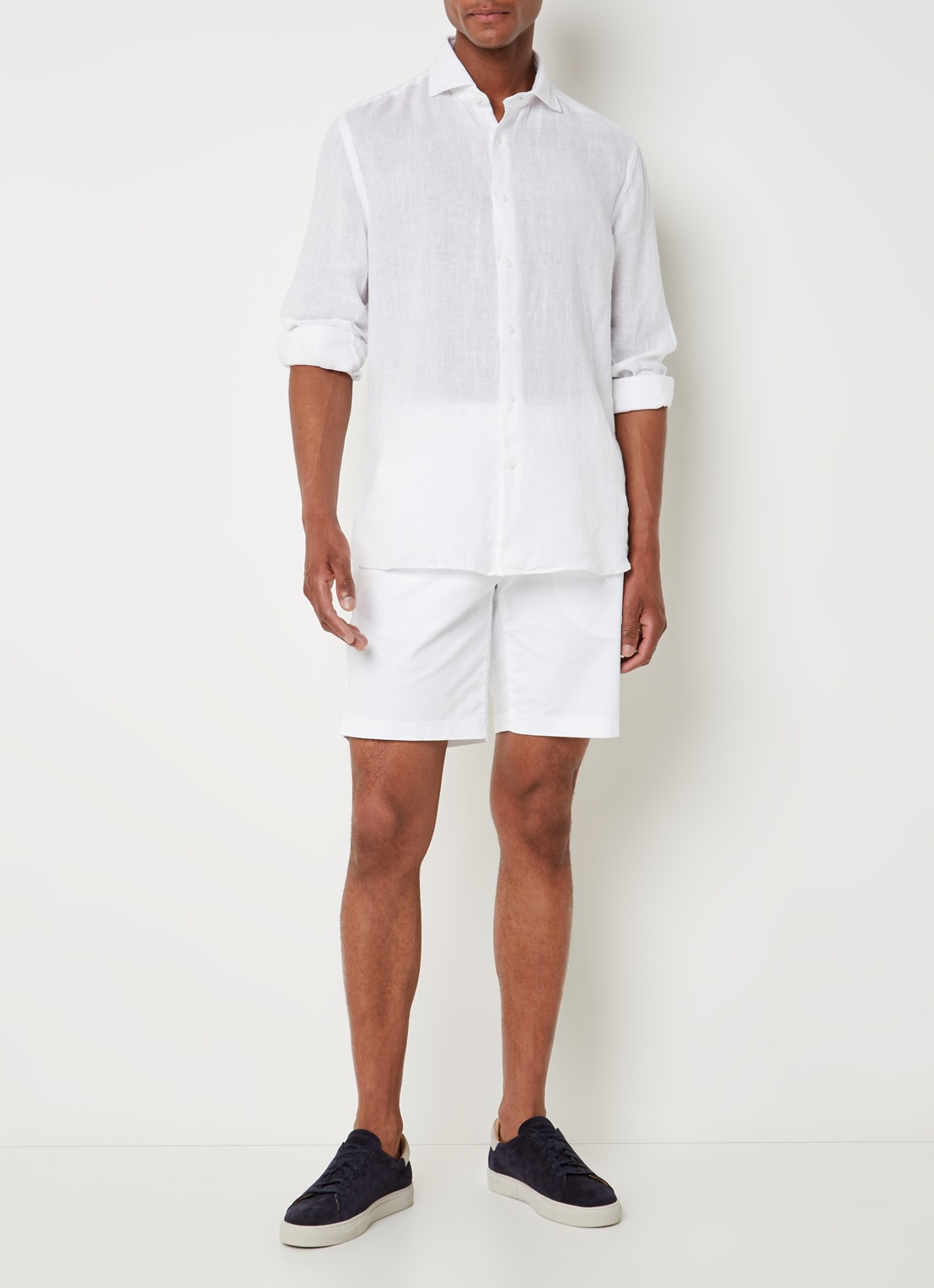 Reiss Ruban regular fit overhemd van linnen  - voorkant 2 wit