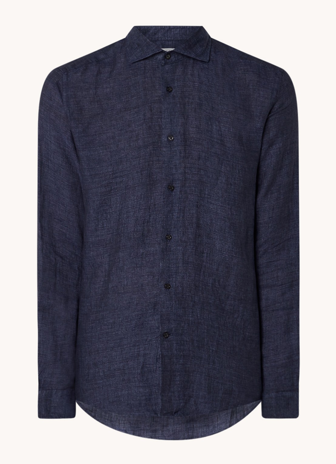 Reiss Ruban regular fit overhemd van linnen  - voorkant 2 donkerblauw