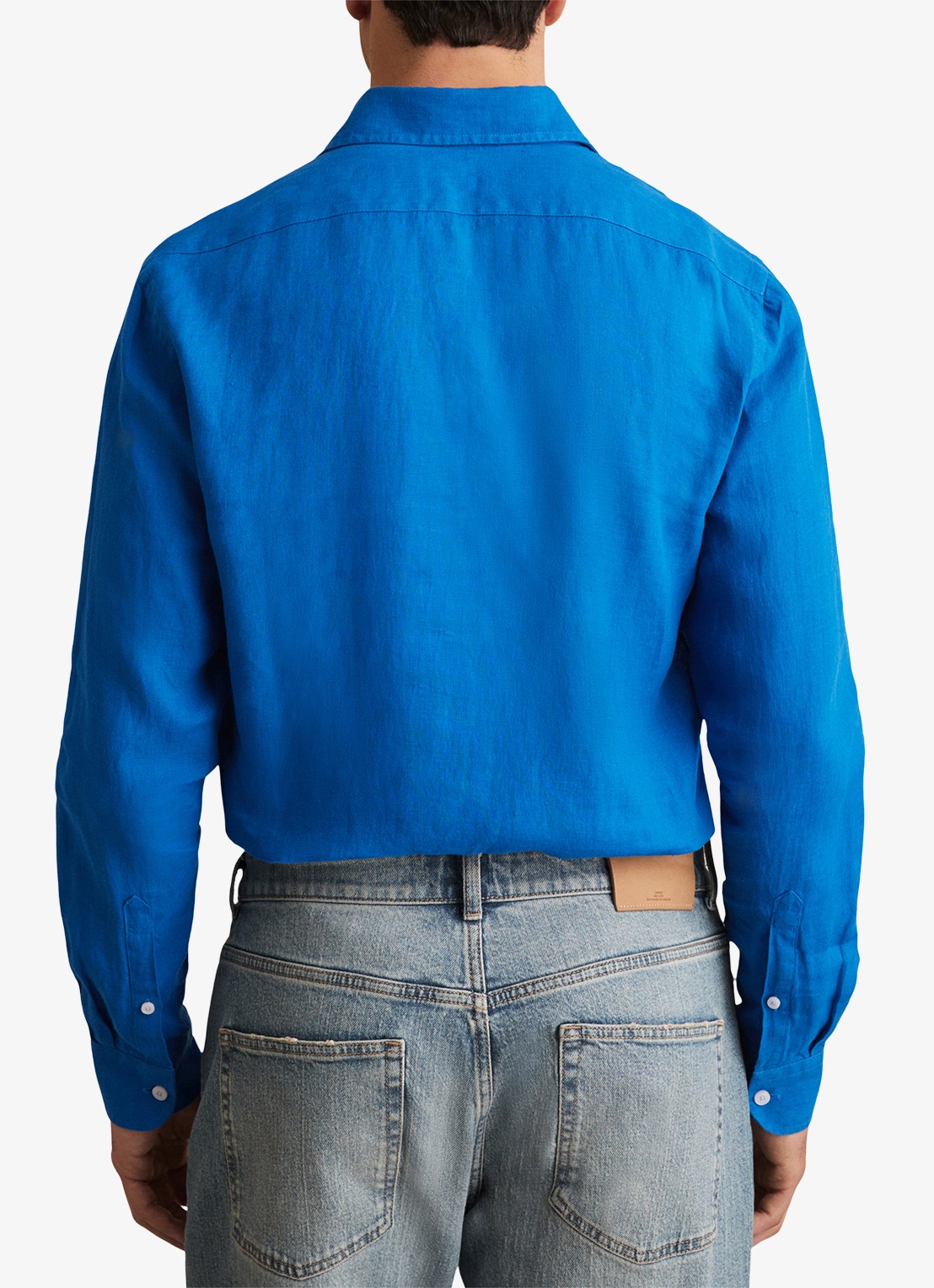 Reiss Ruban regular fit overhemd van linnen - achterkant 3 blauw