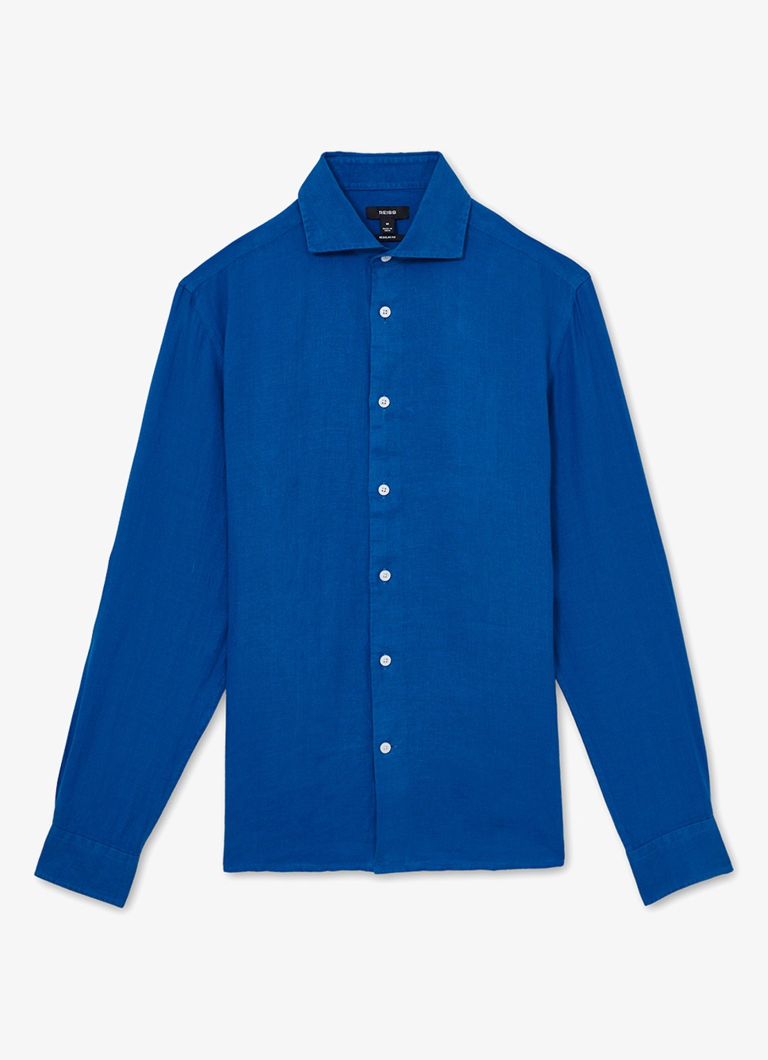 Reiss Ruban regular fit overhemd van linnen - voorkant 4 blauw