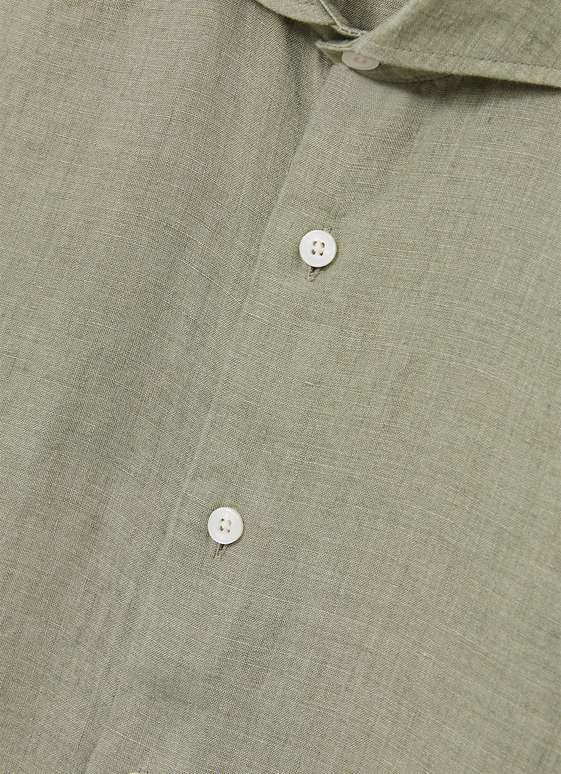 Reiss Ruban regular fit overhemd van linnen - detail 3 olijfgroen