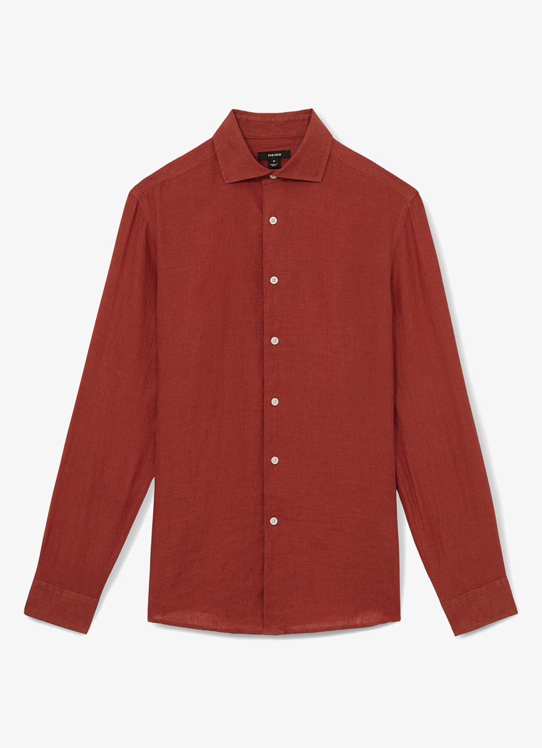 Reiss Ruban regular fit overhemd van linnen - voorkant 3 steenrood