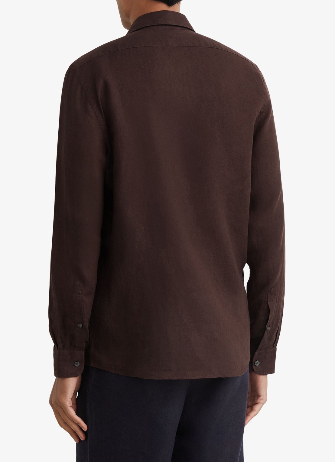 Reiss Ruban regular fit overhemd van linnen - achterkant chocoladebruin