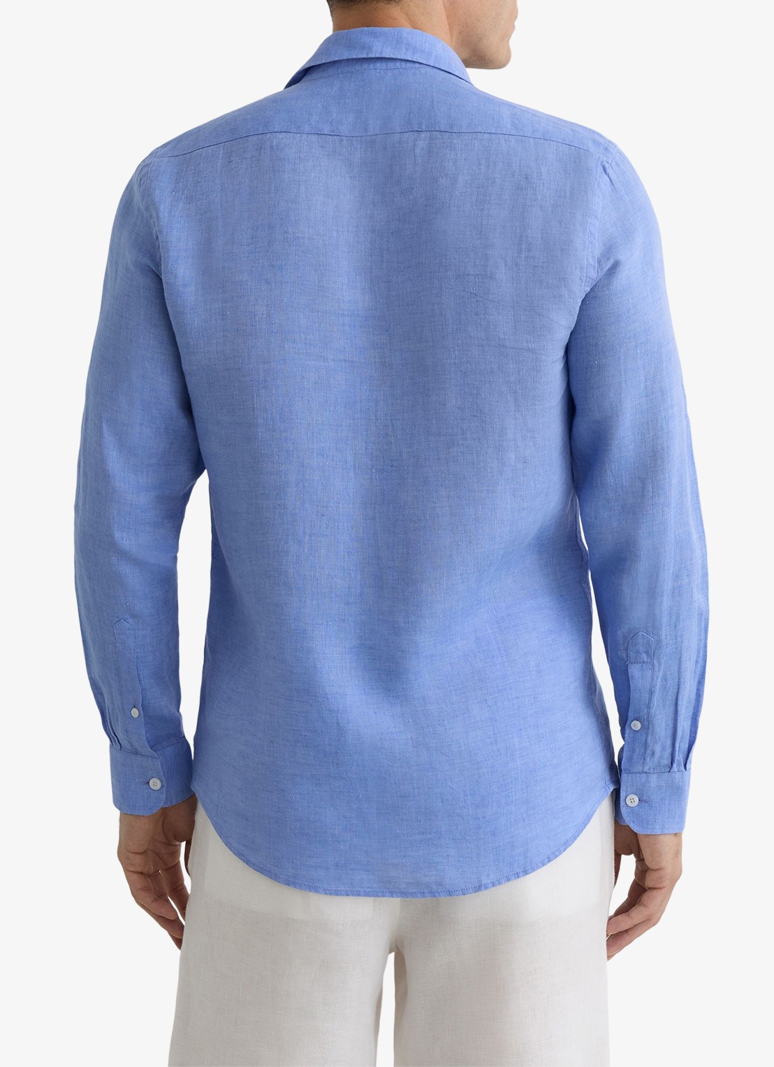 Reiss Ruban regular fit overhemd van linnen - achterkant 3 blauw