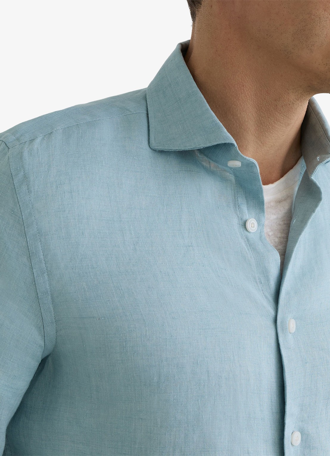 Reiss Ruban regular fit overhemd van linnen - detail 3 blauw