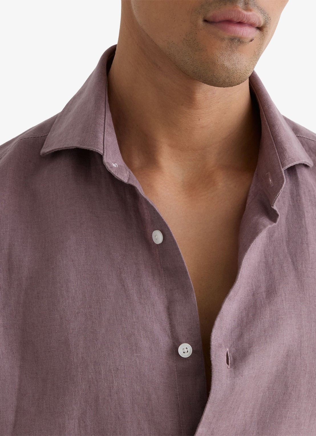 Reiss Ruban regular fit overhemd van linnen - detail 6 paars