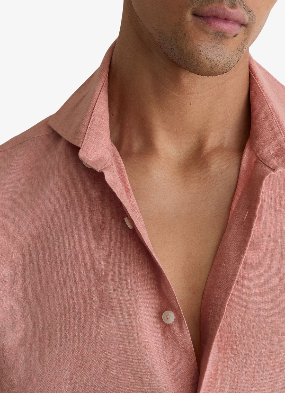 Reiss Ruban regular fit overhemd van linnen - detail 2 oudroze