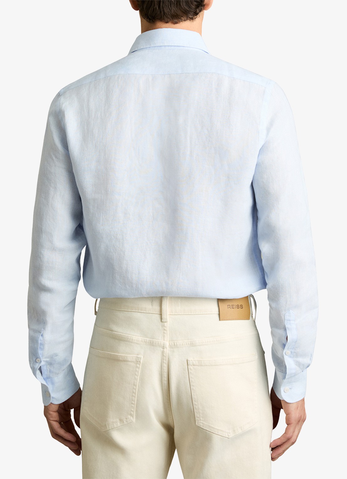 Reiss Ruban slim fit overhemd van linnen - achterkant 3 lichtblauw