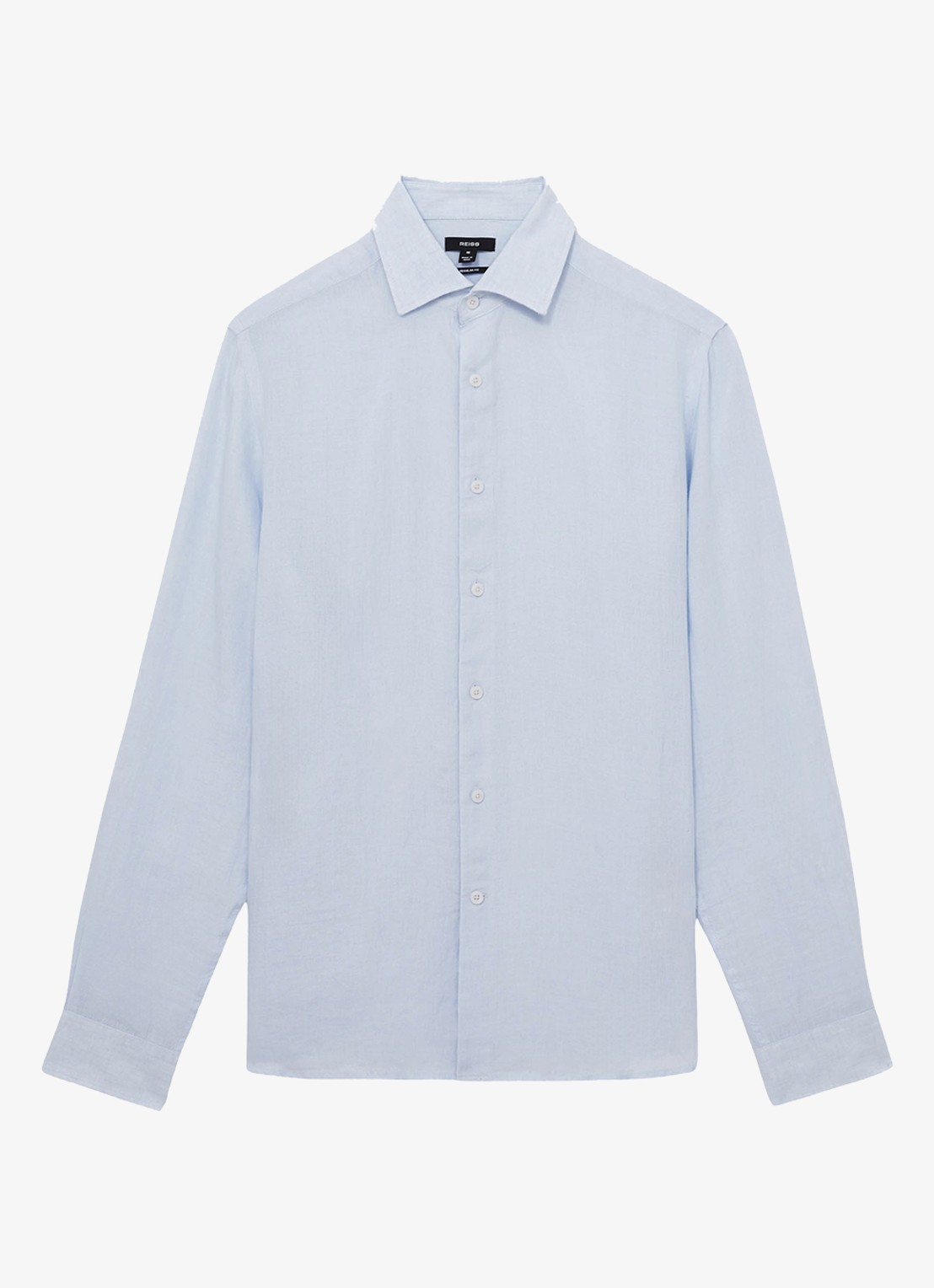 Reiss Ruban slim fit overhemd van linnen - voorkant lichtblauw