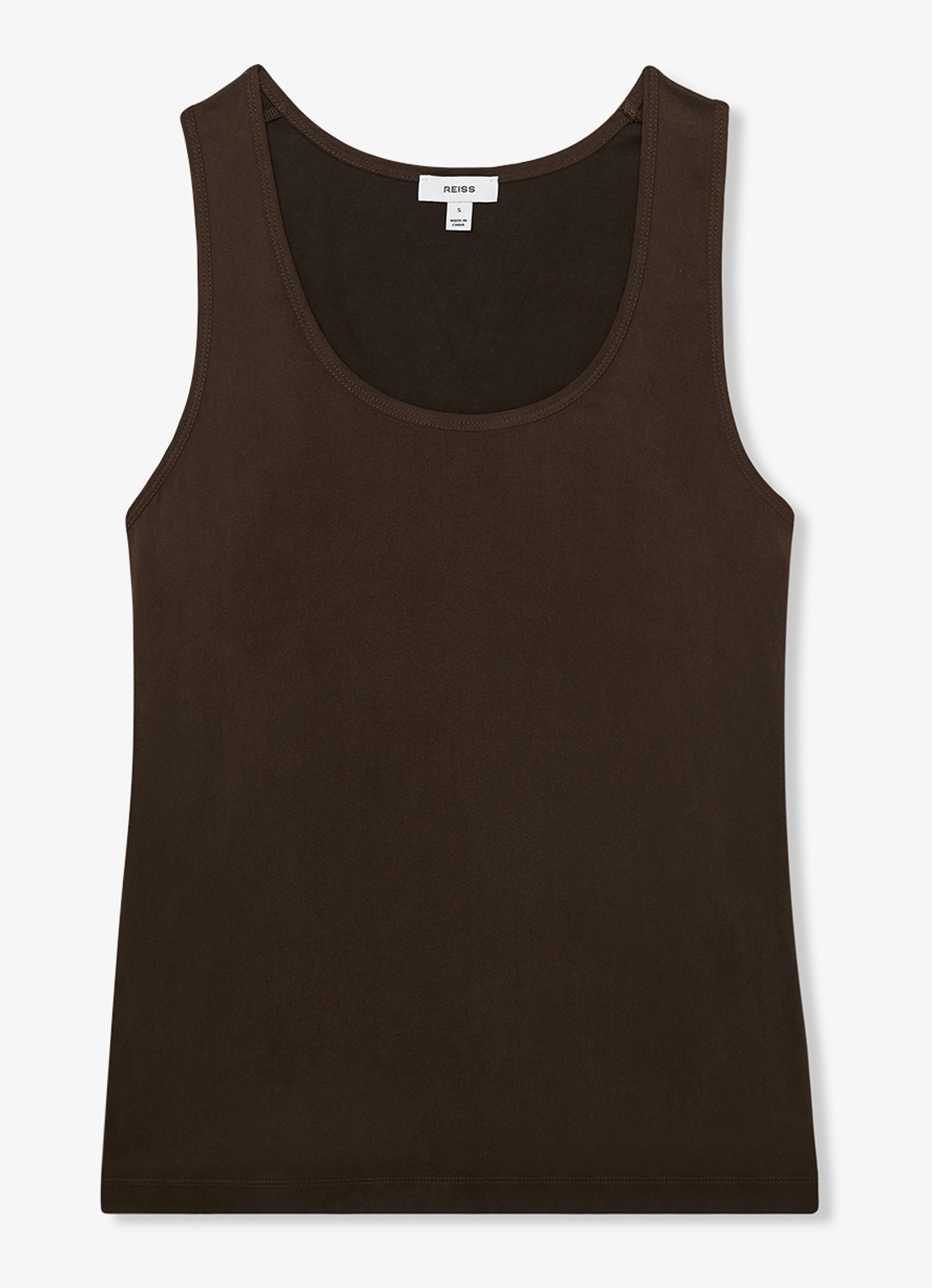 Reiss Ruby top van zijde - voorkant 5 chocoladebruin