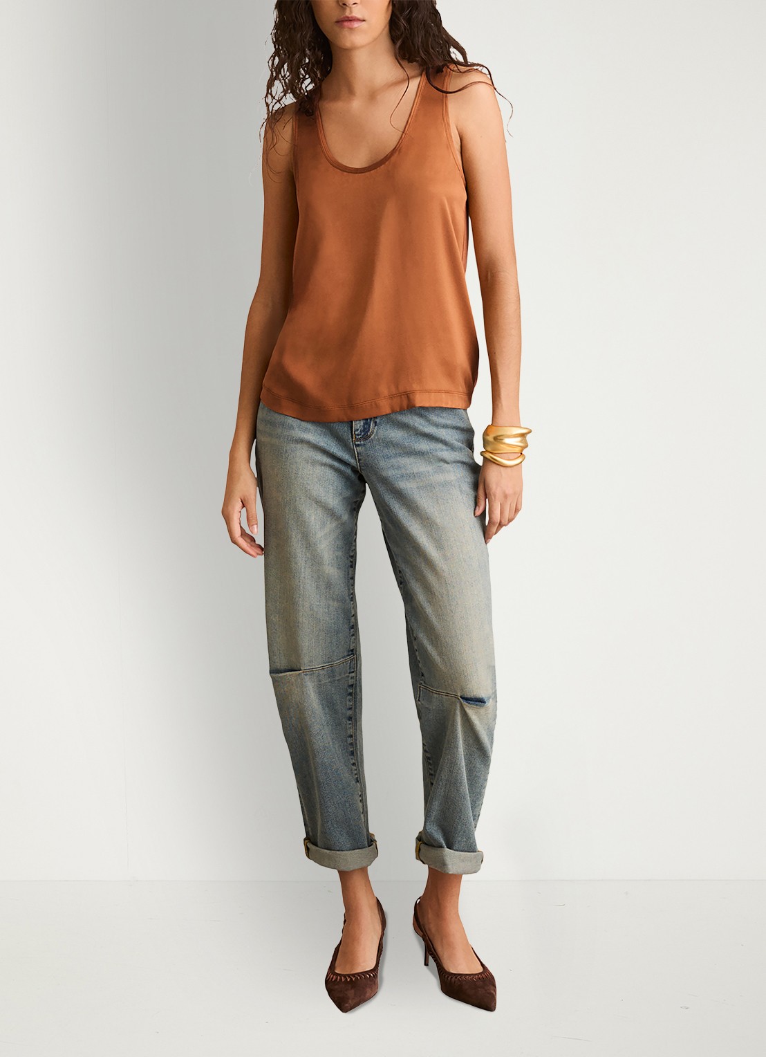 Reiss Ruby top van zijde - voorkant 3 bruin