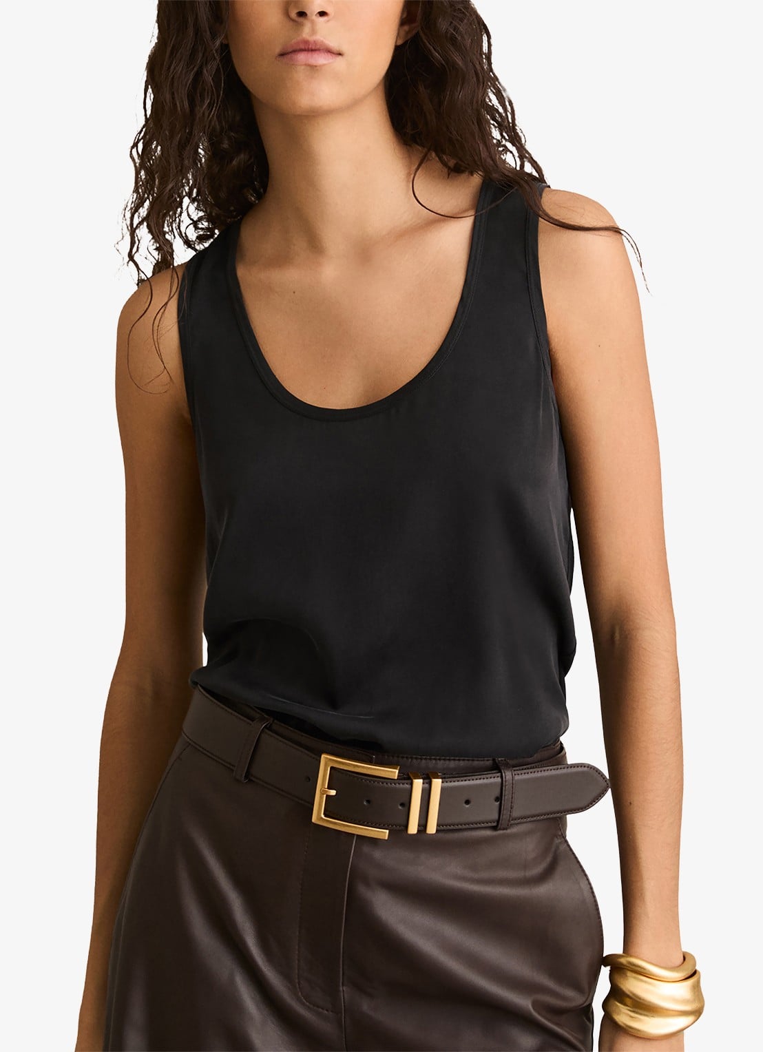 Reiss Ruby top van zijde - detail 2 zwart
