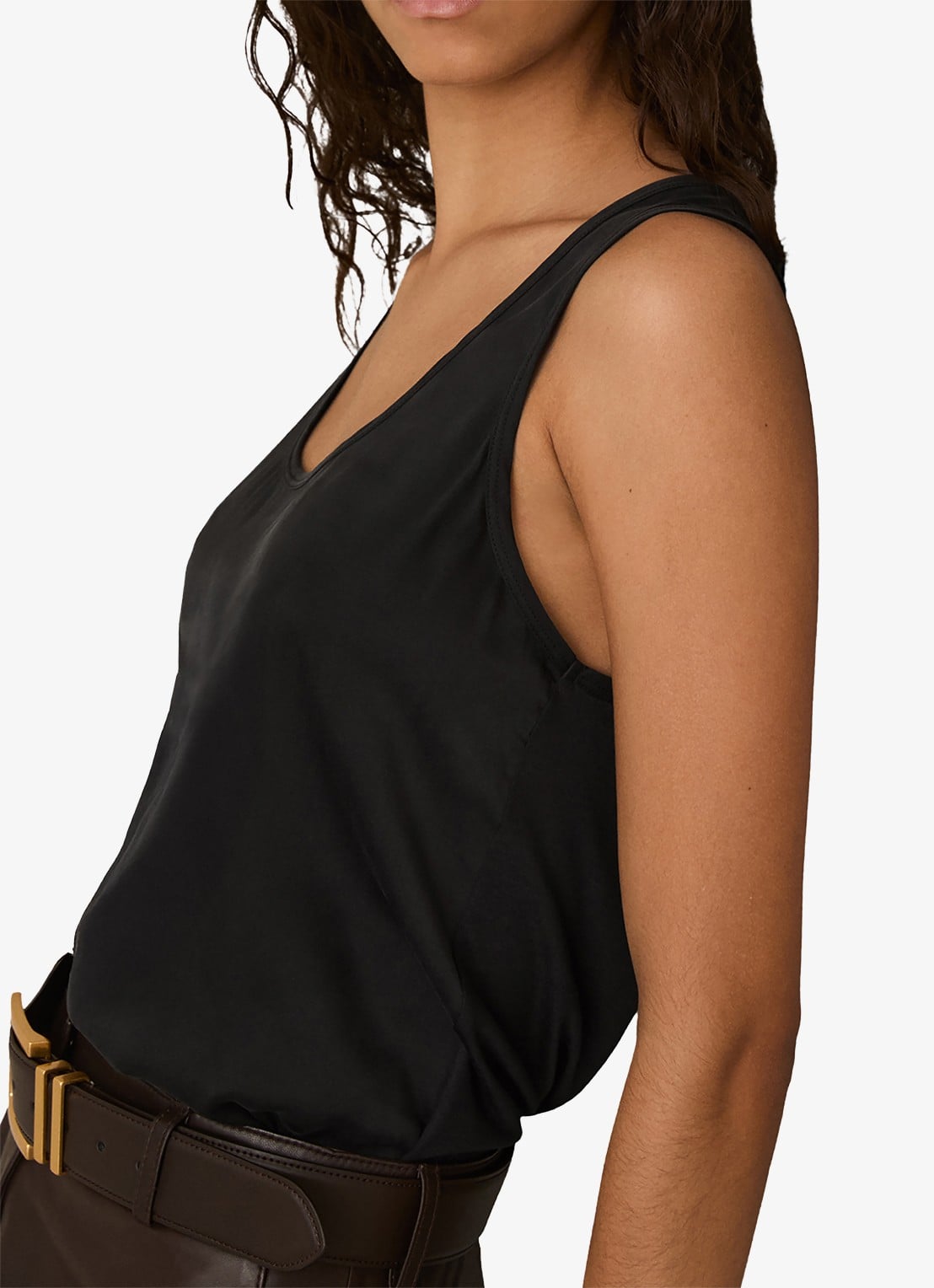 Reiss Ruby top van zijde - detail 3 zwart