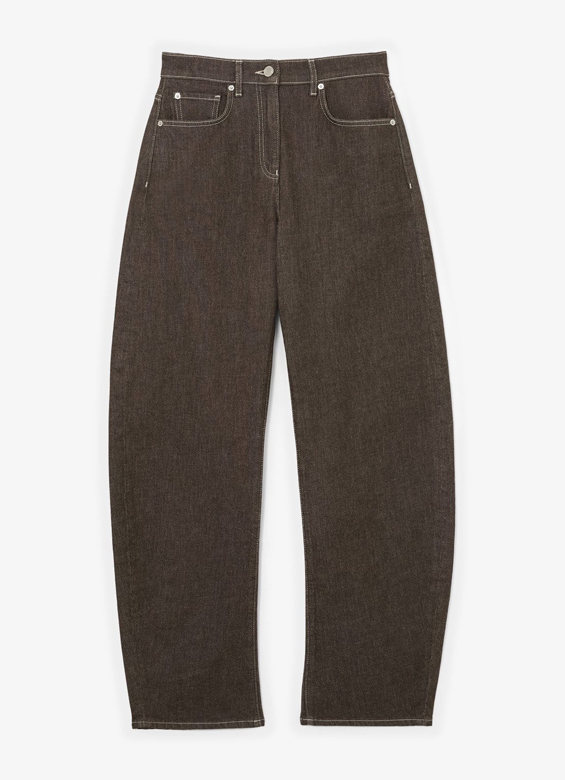 Reiss Sabel high waist tapered fit jeans met steekzakken - voorkant 6 bruin