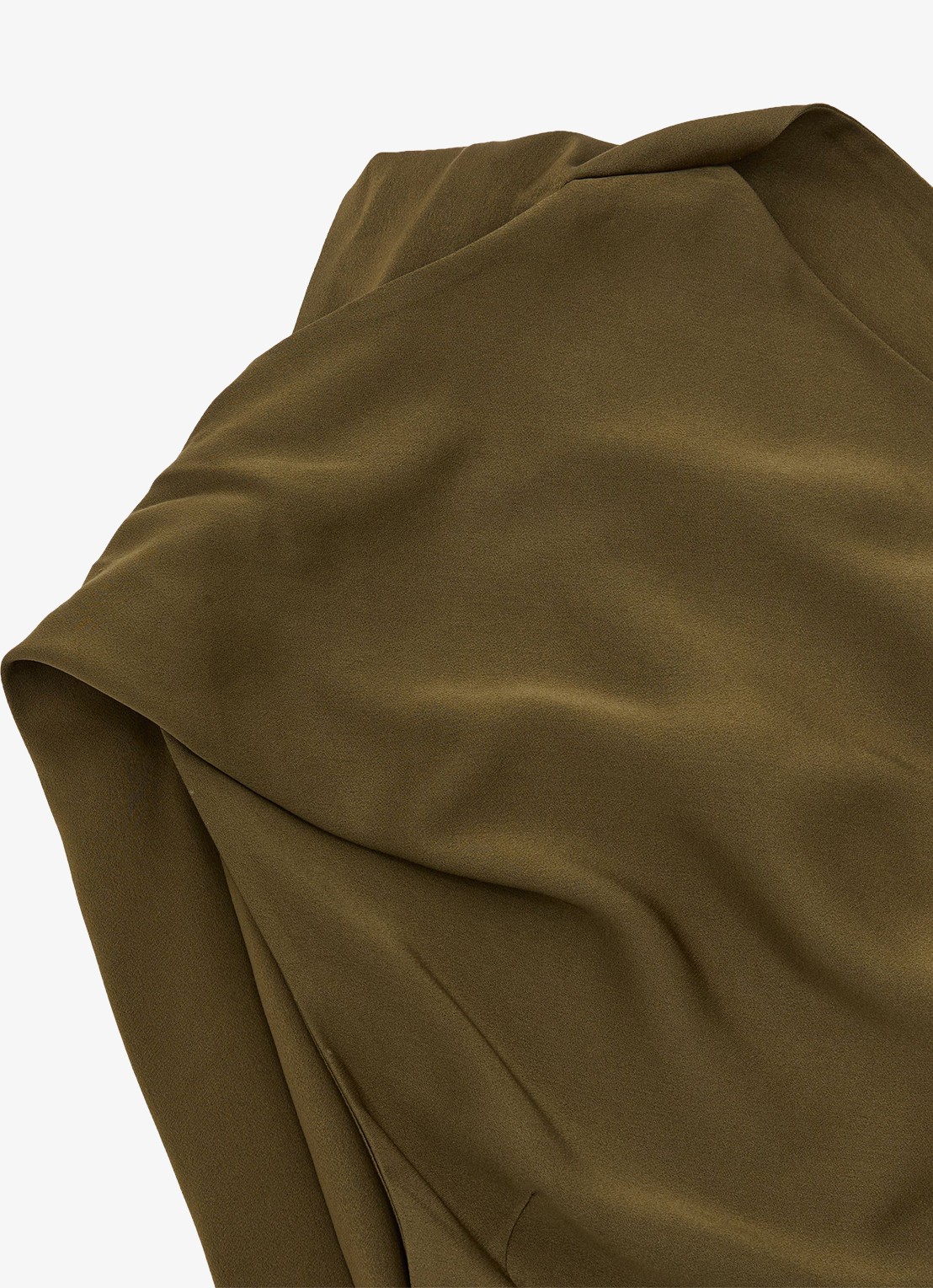 Reiss Sabine asymmetrische maxi jurk met sjaalkraag - detail 3 khaki
