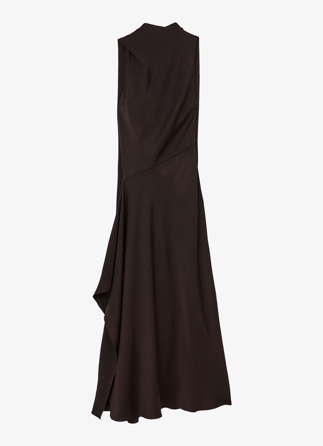 Reiss Sabine asymmetrische maxi jurk met sjaalkraag - voorkant 6 donkerbruin