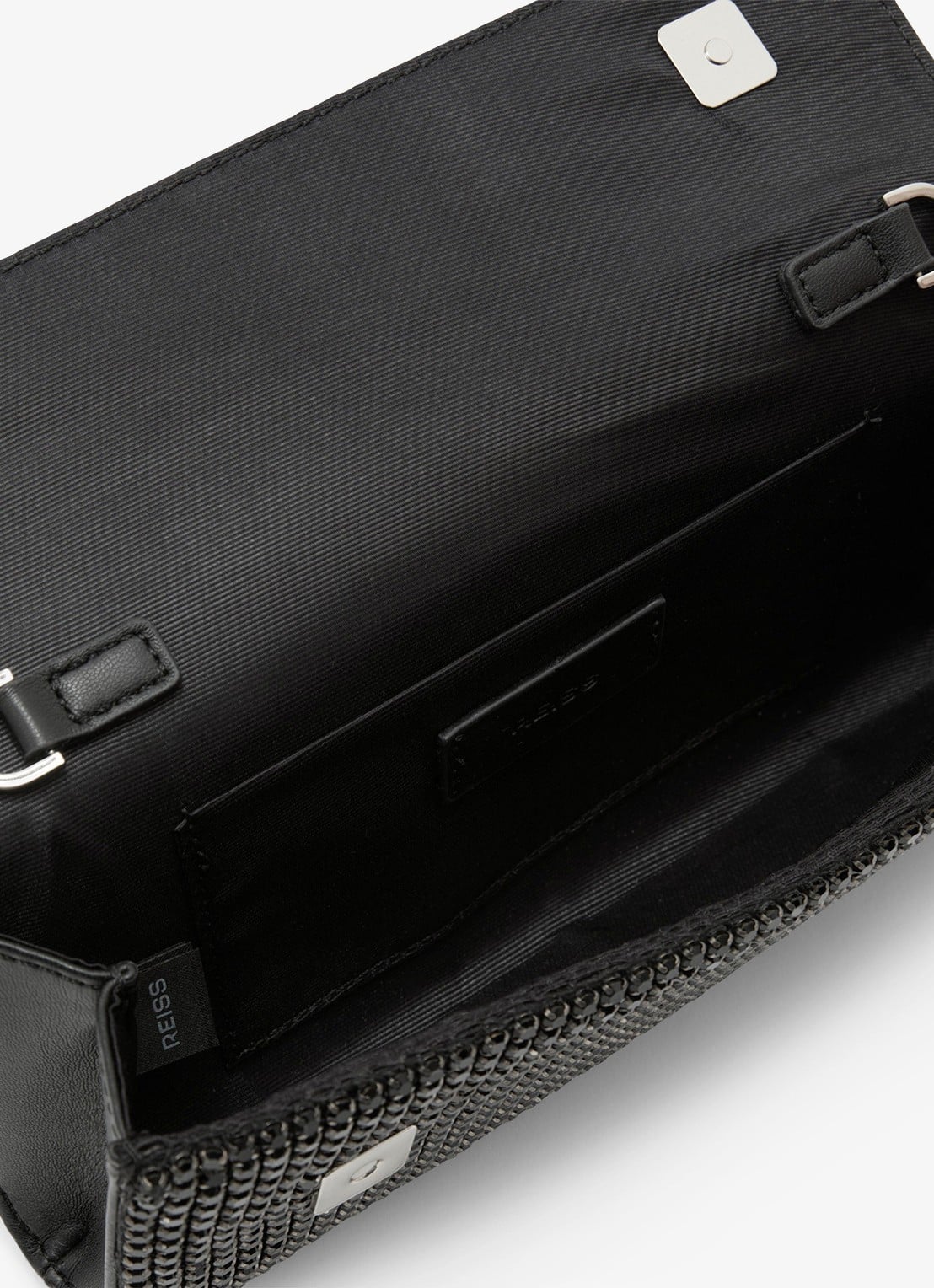 Reiss Sadie clutch met kristallen details - detail black / zwart