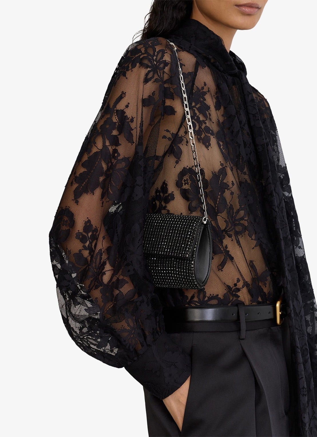 Reiss Sadie clutch met kristallen details - detail 4 black / zwart