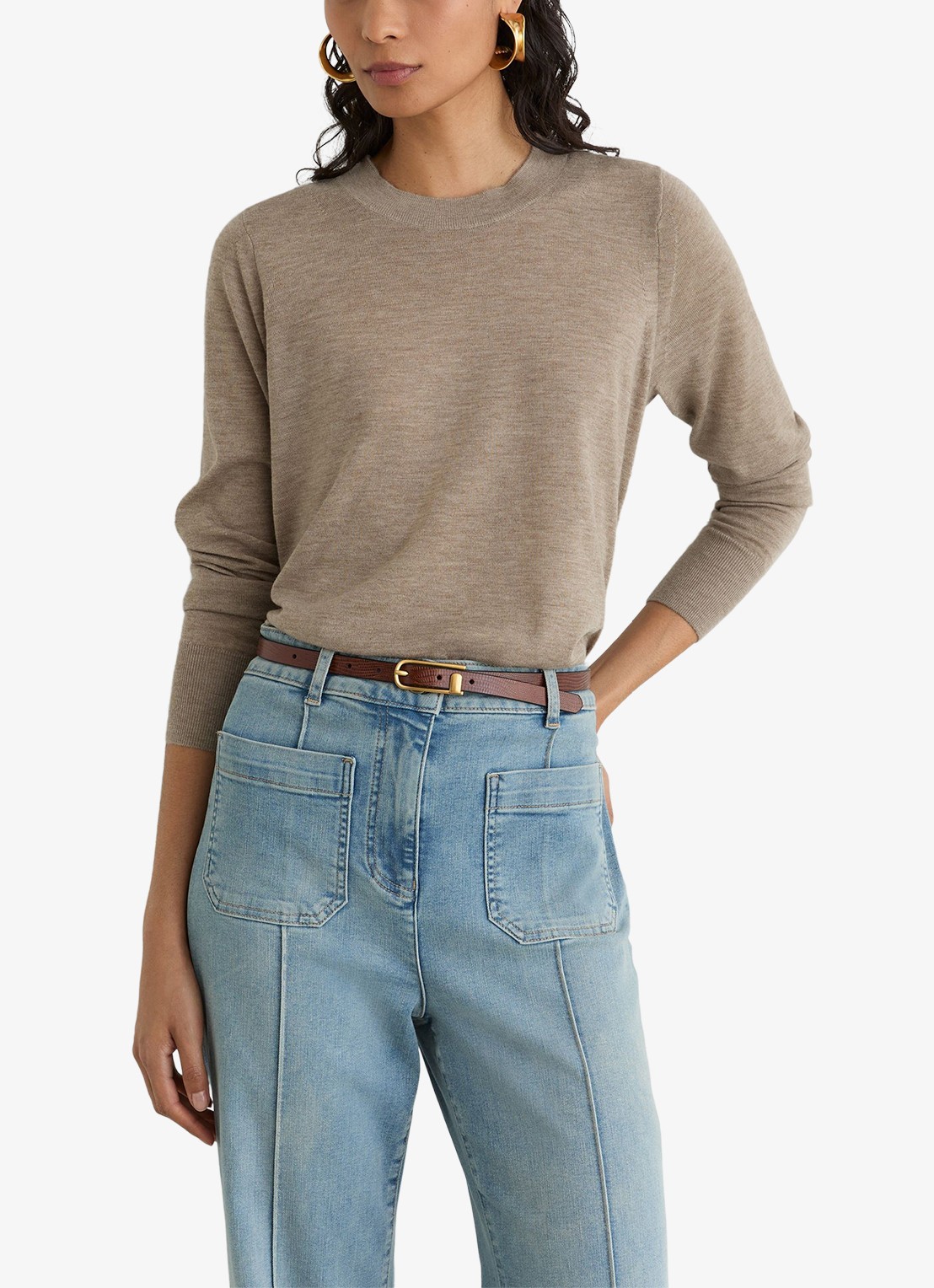 Reiss Sadie fijngebreide pullover in merino wolblend - detail 4 beige