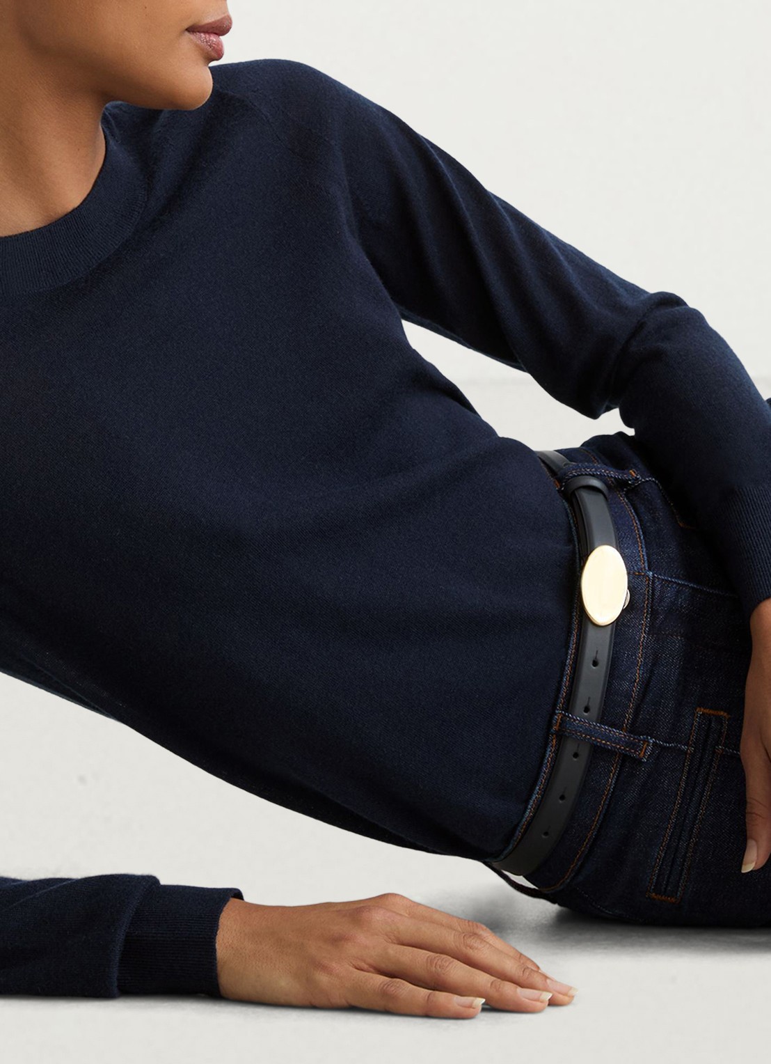 Reiss Sadie fijngebreide pullover in merino wolblend - detail 3 blauw