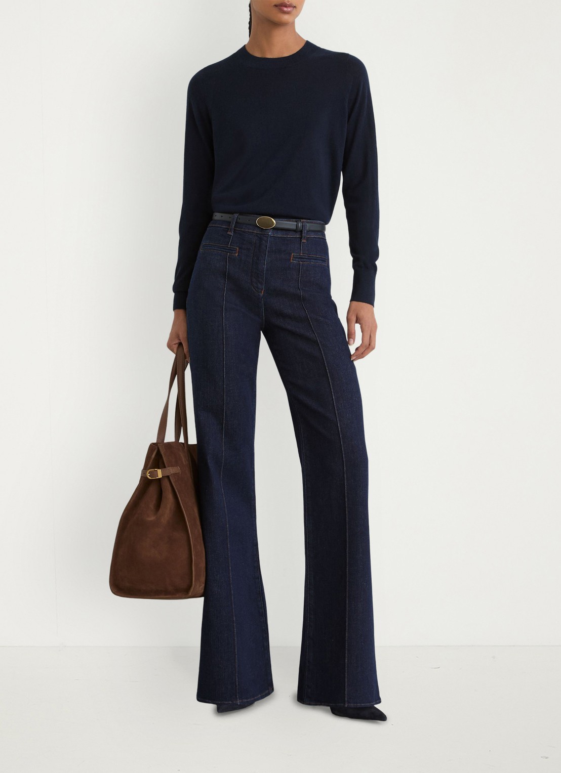 Reiss Sadie fijngebreide pullover in merino wolblend - voorkant 7 blauw