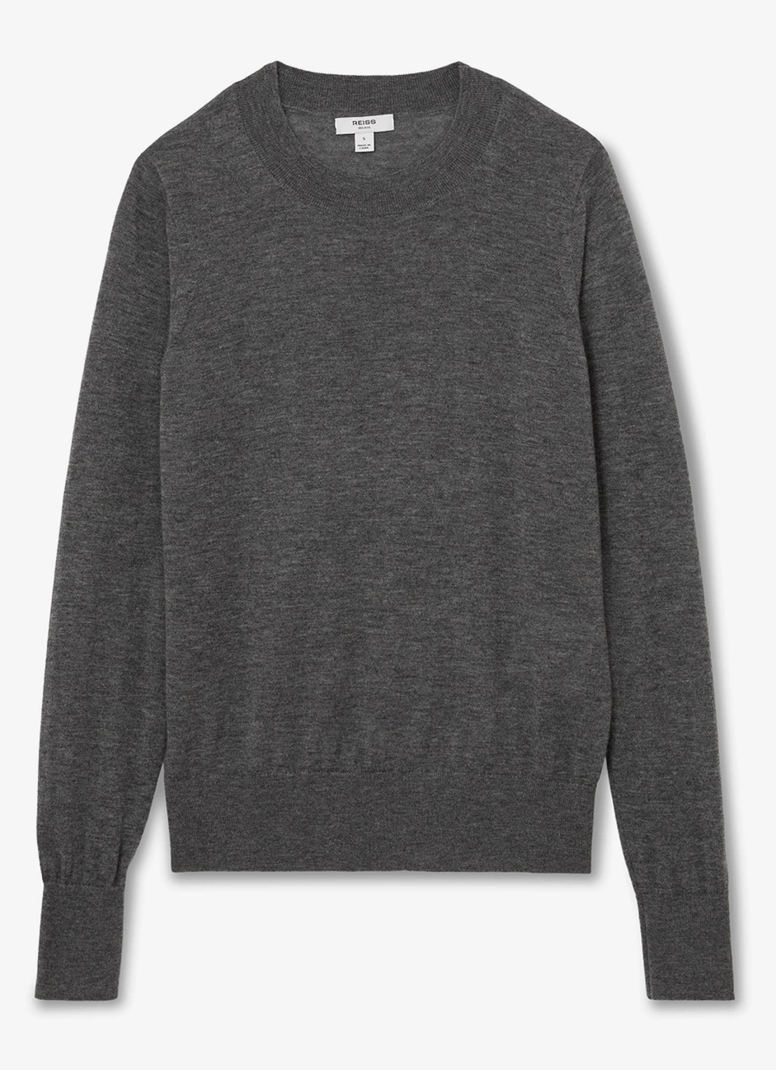 Reiss Sadie fijngebreide pullover in merino wolblend - voorkant 6 antraciet