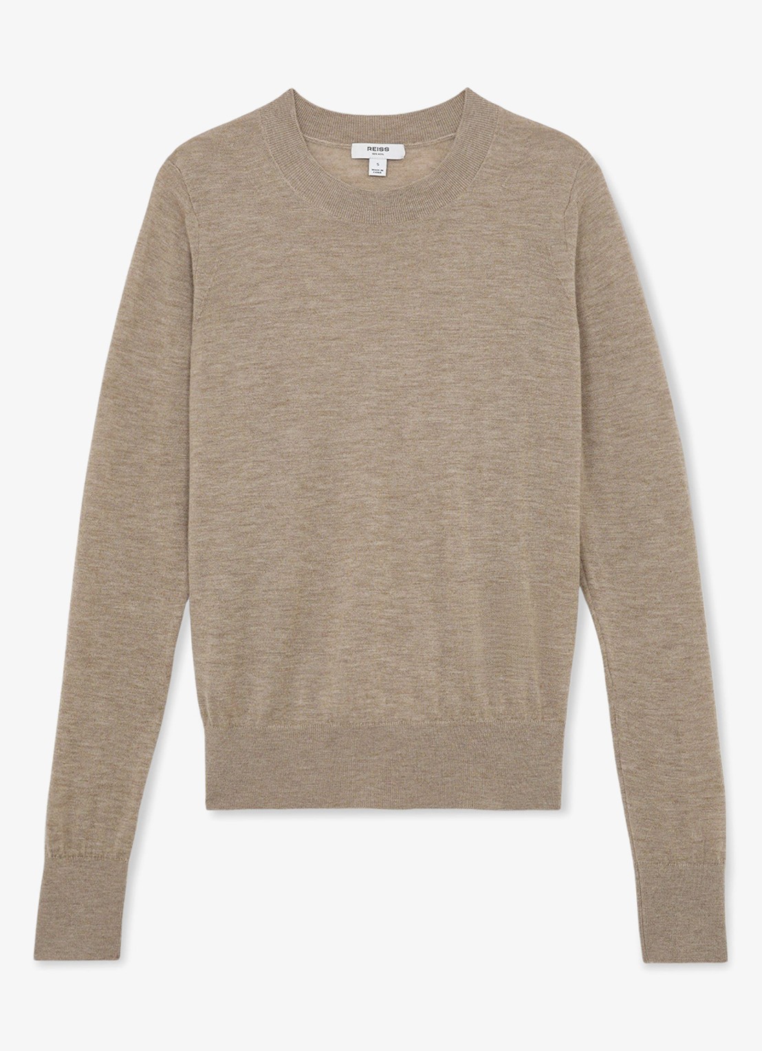 Reiss SADIE Ultra-Soft Merino Wool Crew-Neck Jumper - voorkant 4 beige