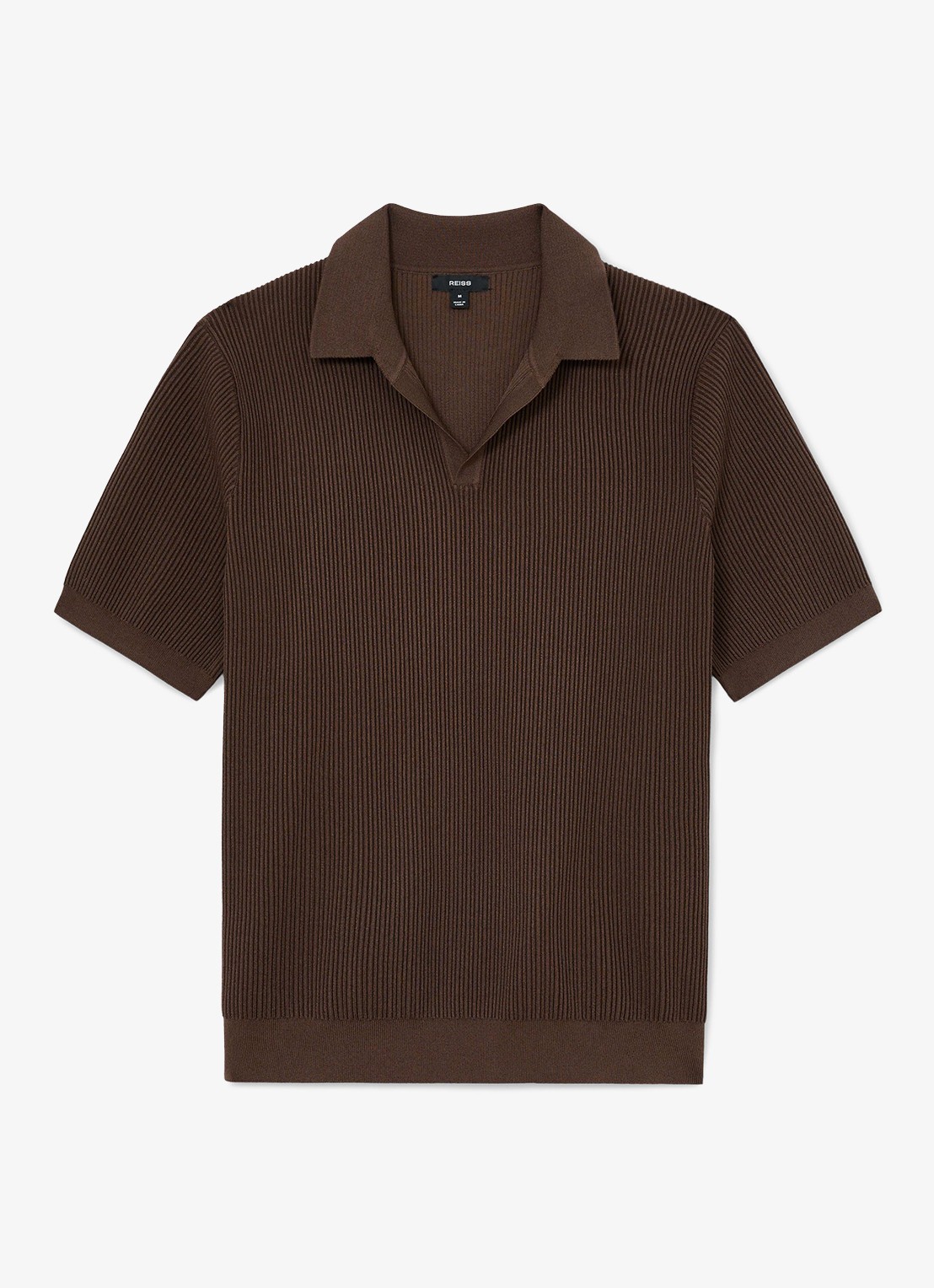 Reiss Sailor regular fit polo met ribstructuur - voorkant 5 chocoladebruin
