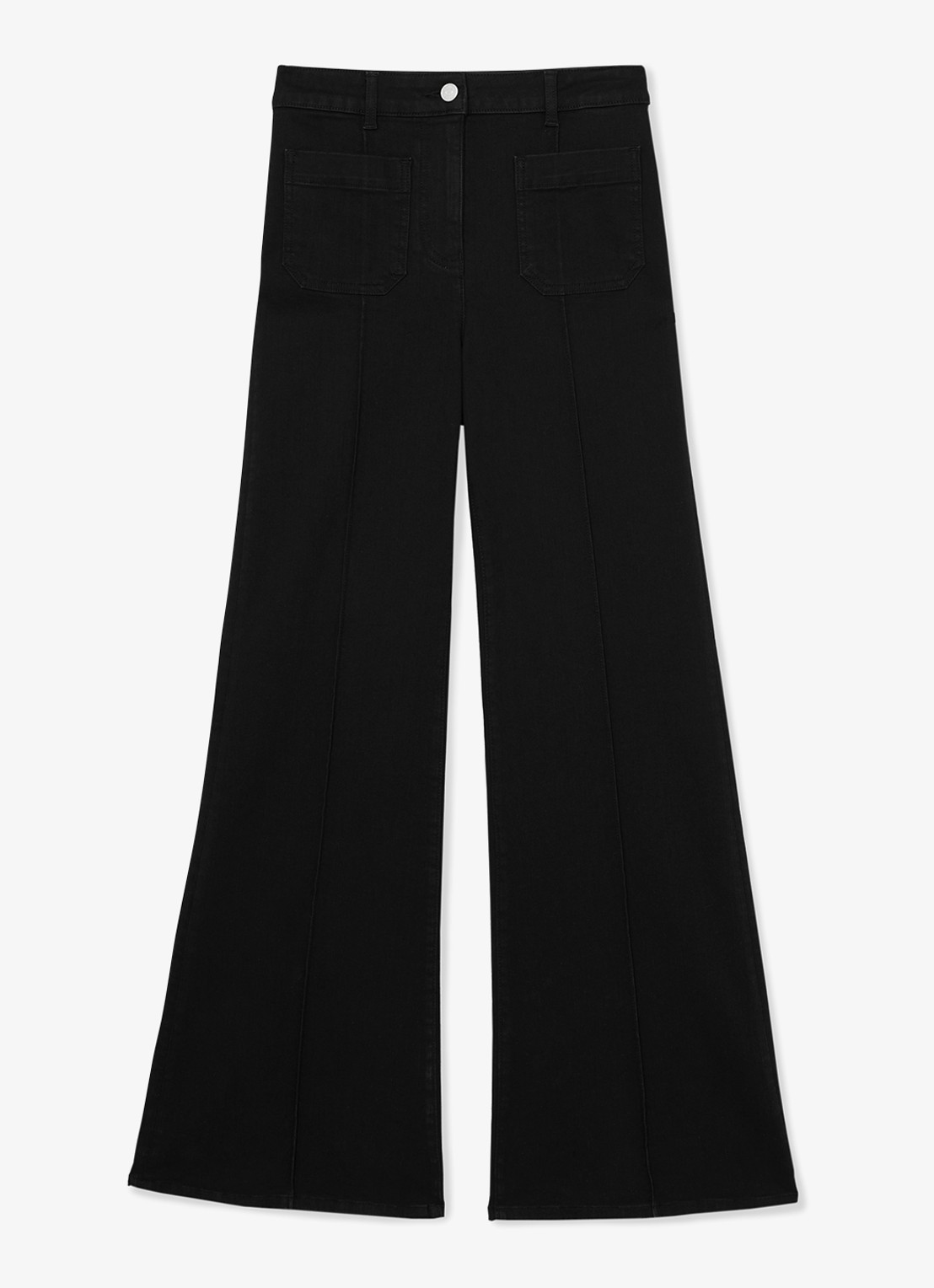 Reiss Sakura high waist flared jeans met gekleurde wassing - voorkant zwart