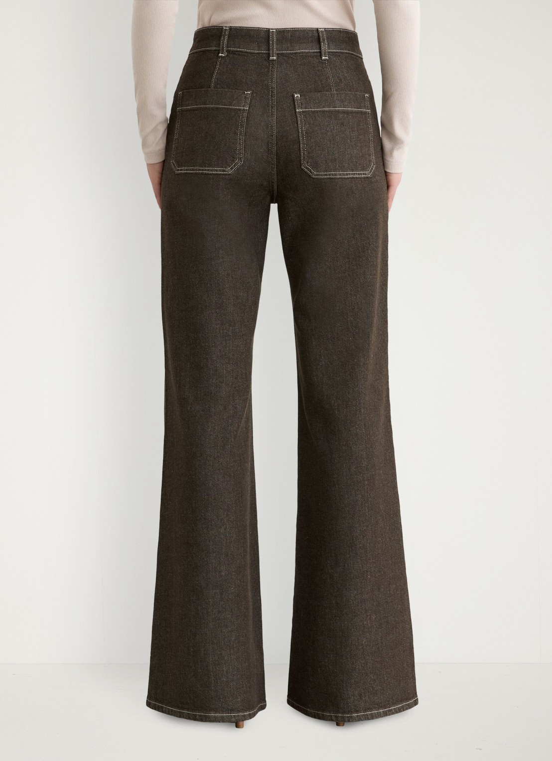 Reiss Sakura high waist flared jeans met opgestikte zakken - detail 4 khaki