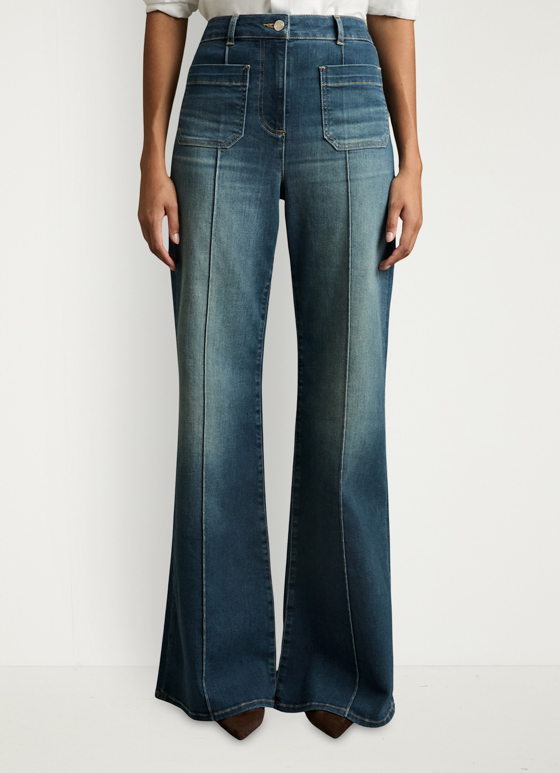 Reiss Sakura high waist flared jeans  - detail indigo