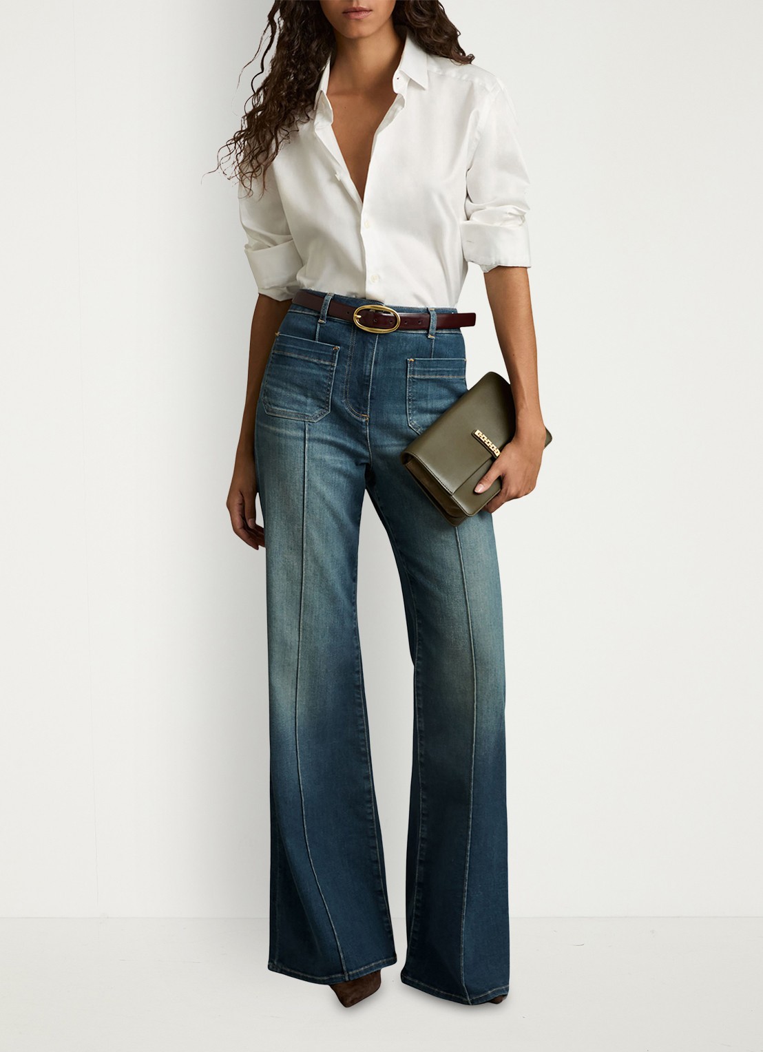 Reiss Sakura high waist flared jeans  - voorkant 4 indigo