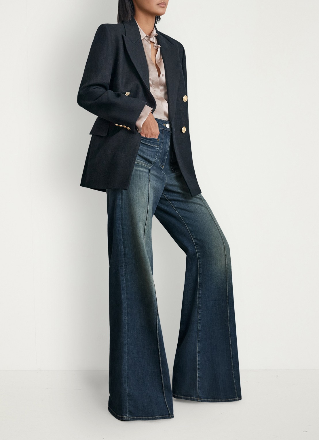 Reiss Sakura high waist flared jeans  - detail 4 blauw