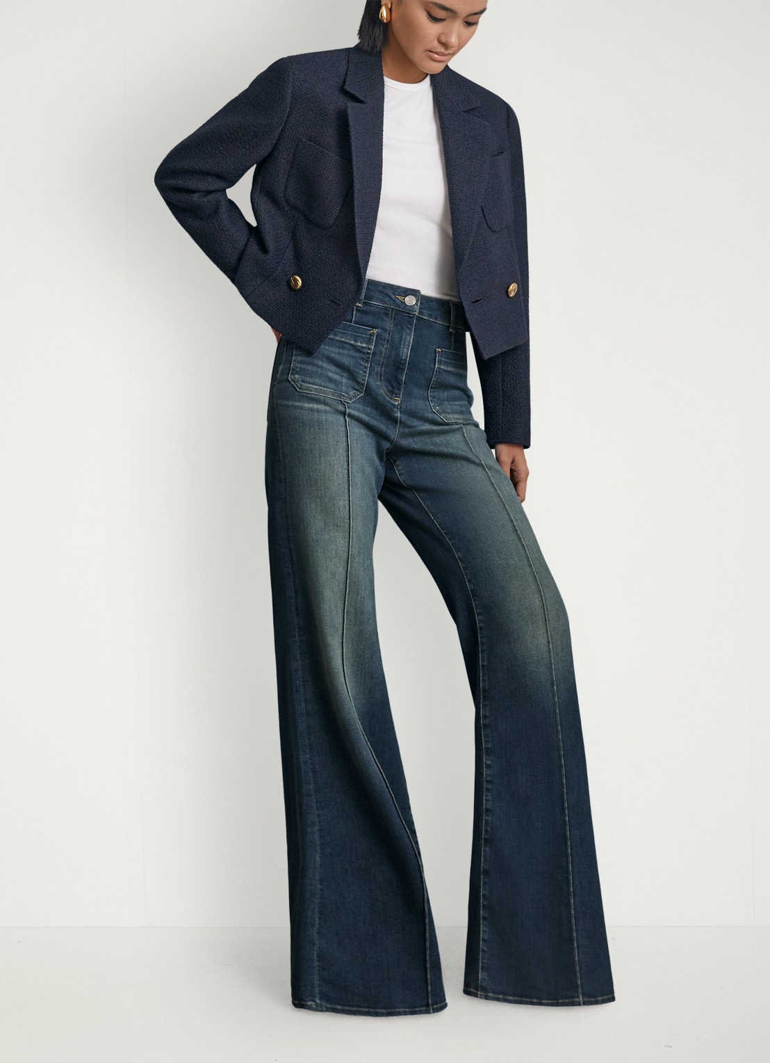 Reiss Sakura high waist flared jeans  - voorkant 7 blauw