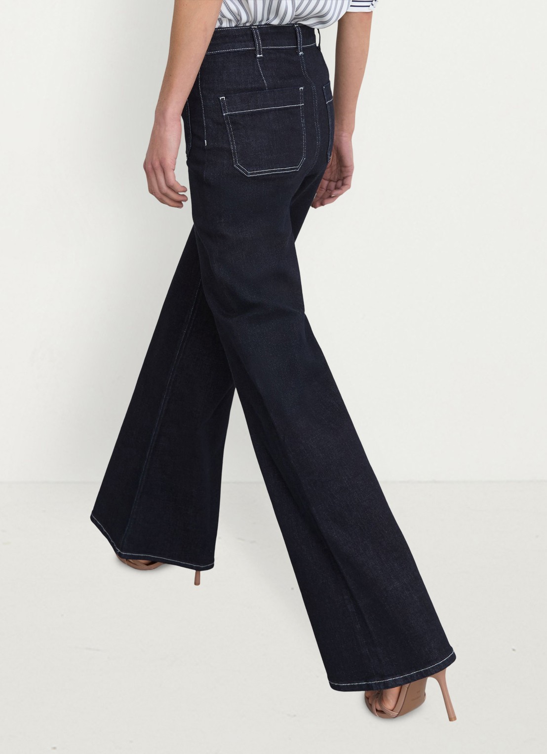 Reiss Sakura high waist flared jeans  - detail 3 staalblauw