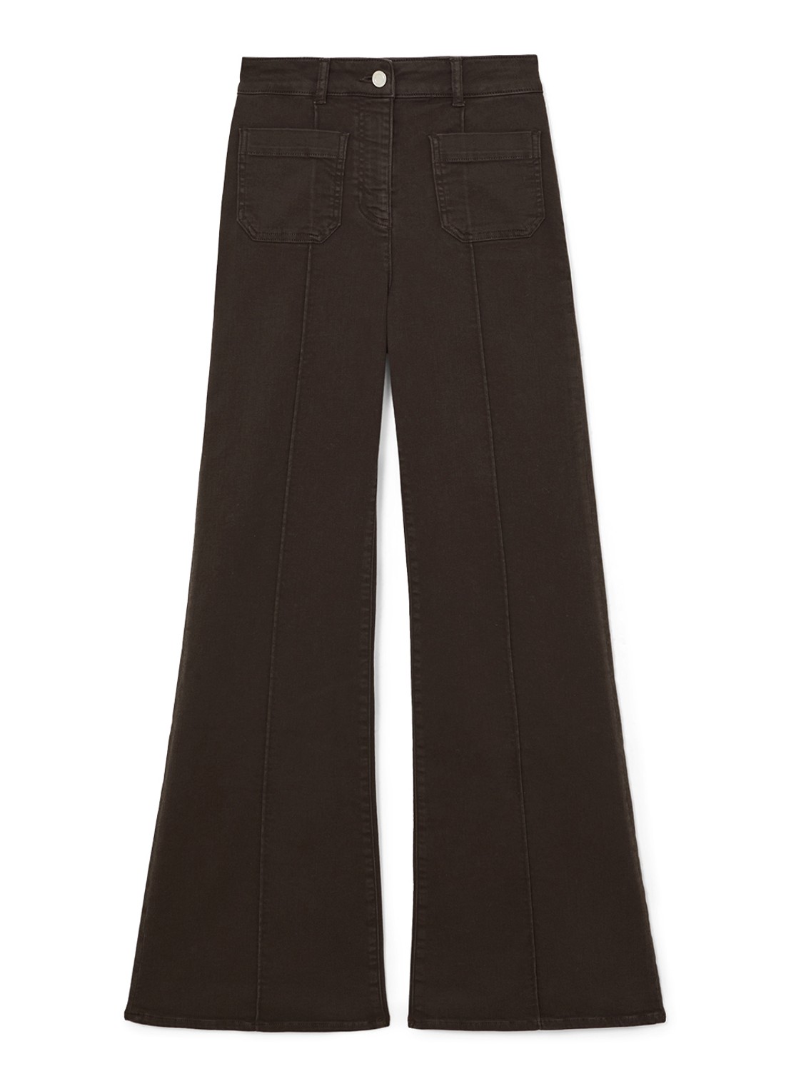 Reiss Sakura high waisted flared jeans met steekzakken - voorkant 2 donkerbruin
