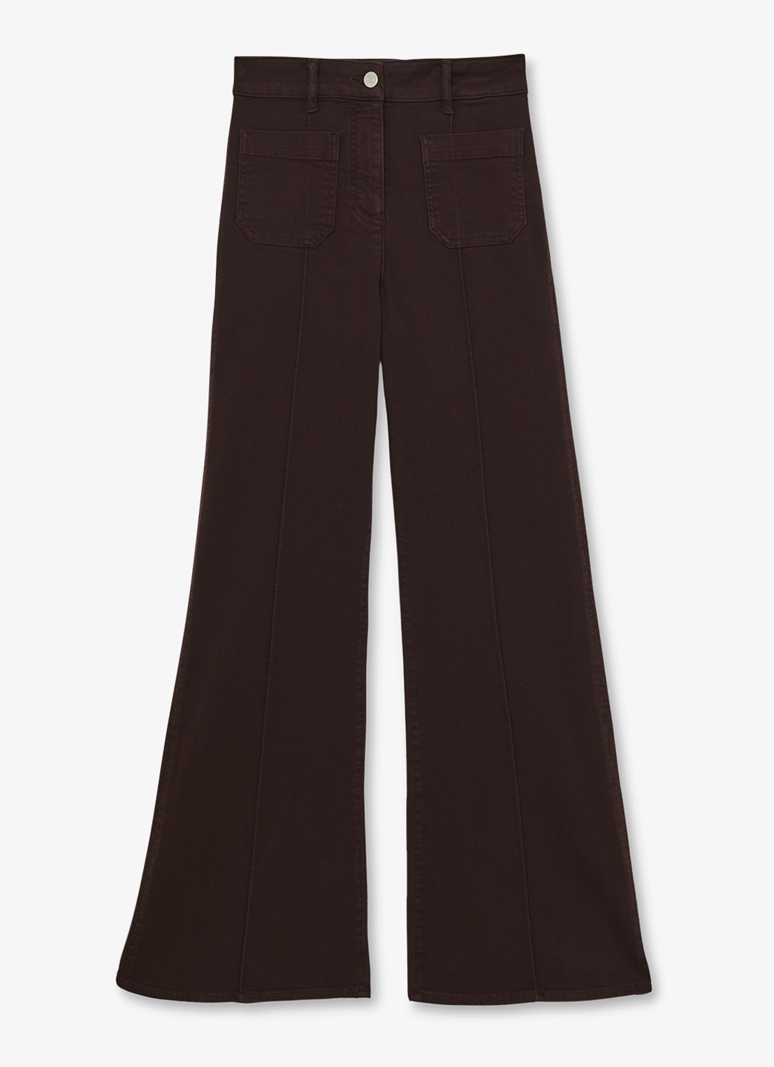 Reiss Sakura high waisted flared jeans met steekzakken - voorkant 2 roodbruin