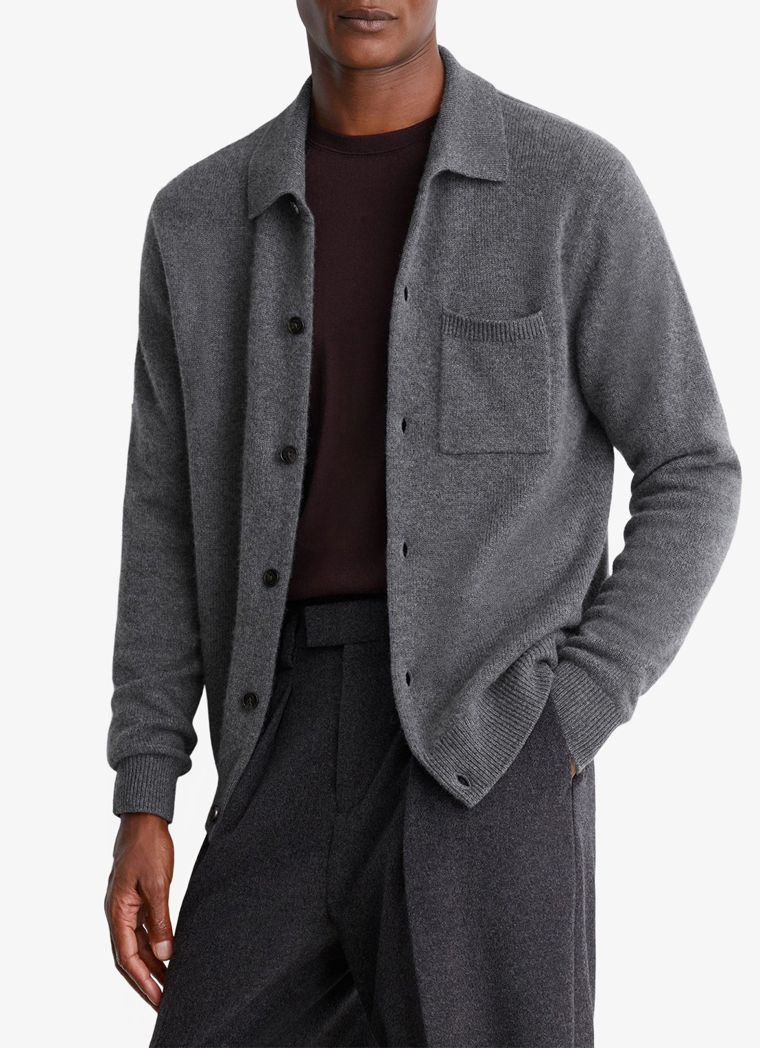 Reiss Saltash vest van kasjmier - detail 2 grijsmele