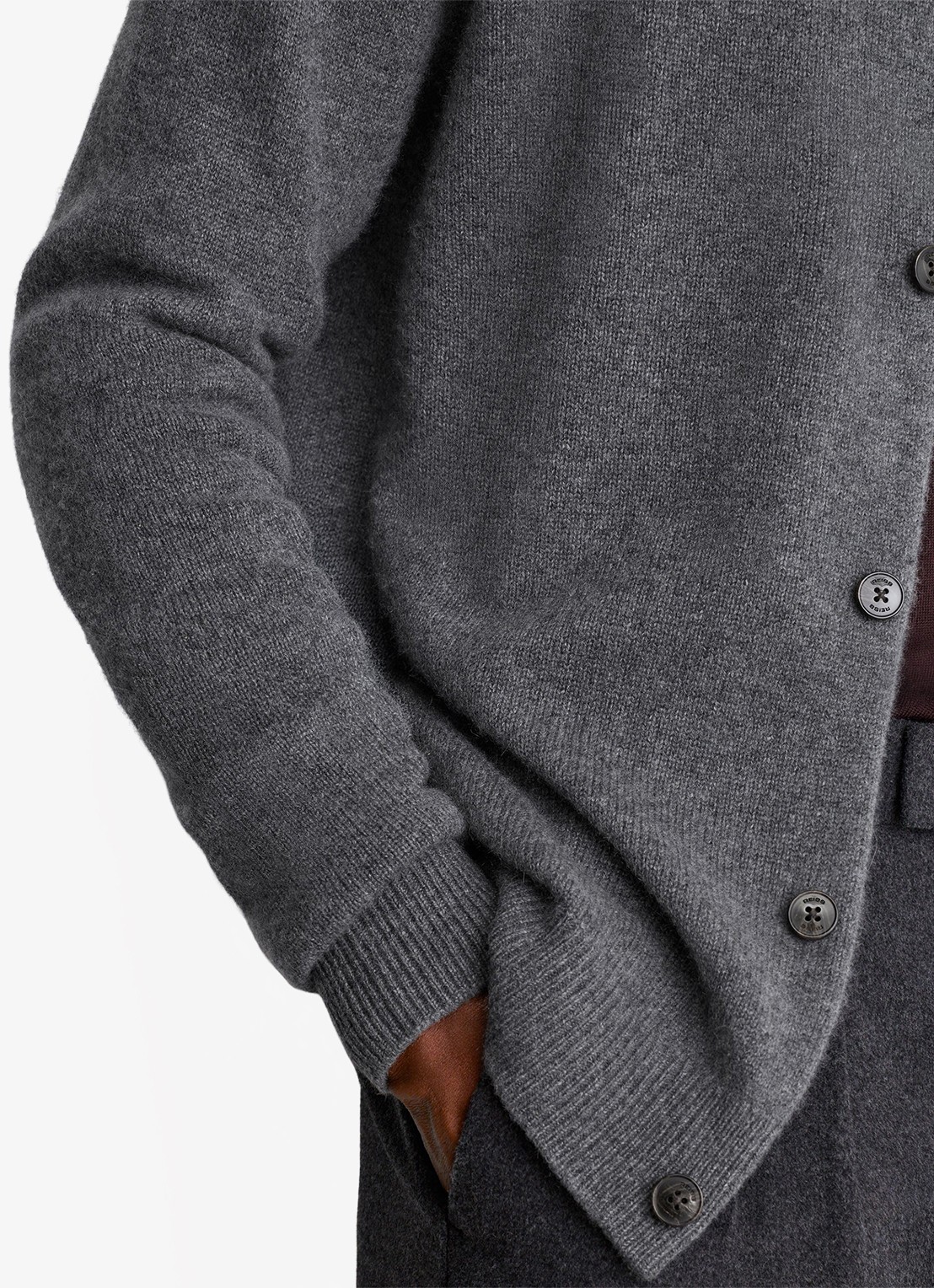 Reiss Saltash vest van kasjmier - detail 3 grijsmele