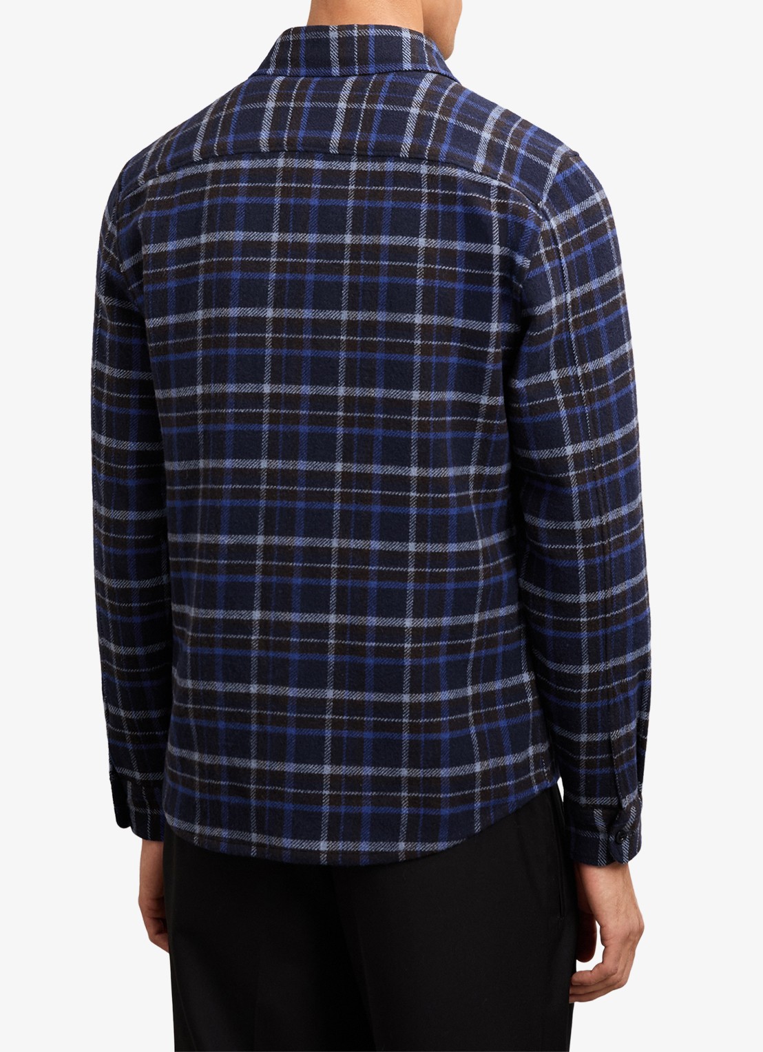 Reiss Sam regular fit overhemd in wolblend met borstzak - achterkant 3 donkerblauw