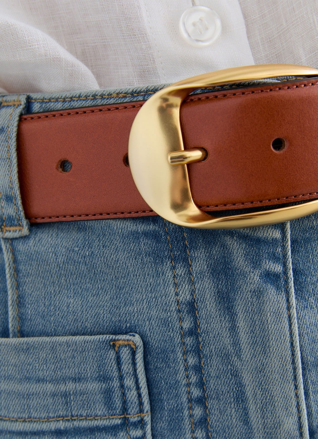 Reiss Sammy riem van leer - detail 5 tan / beige