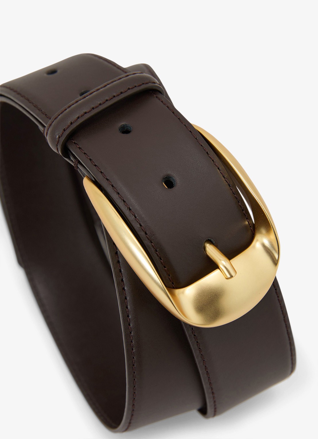 Reiss Sammy riem van leer - detail 4 chocoladebruin