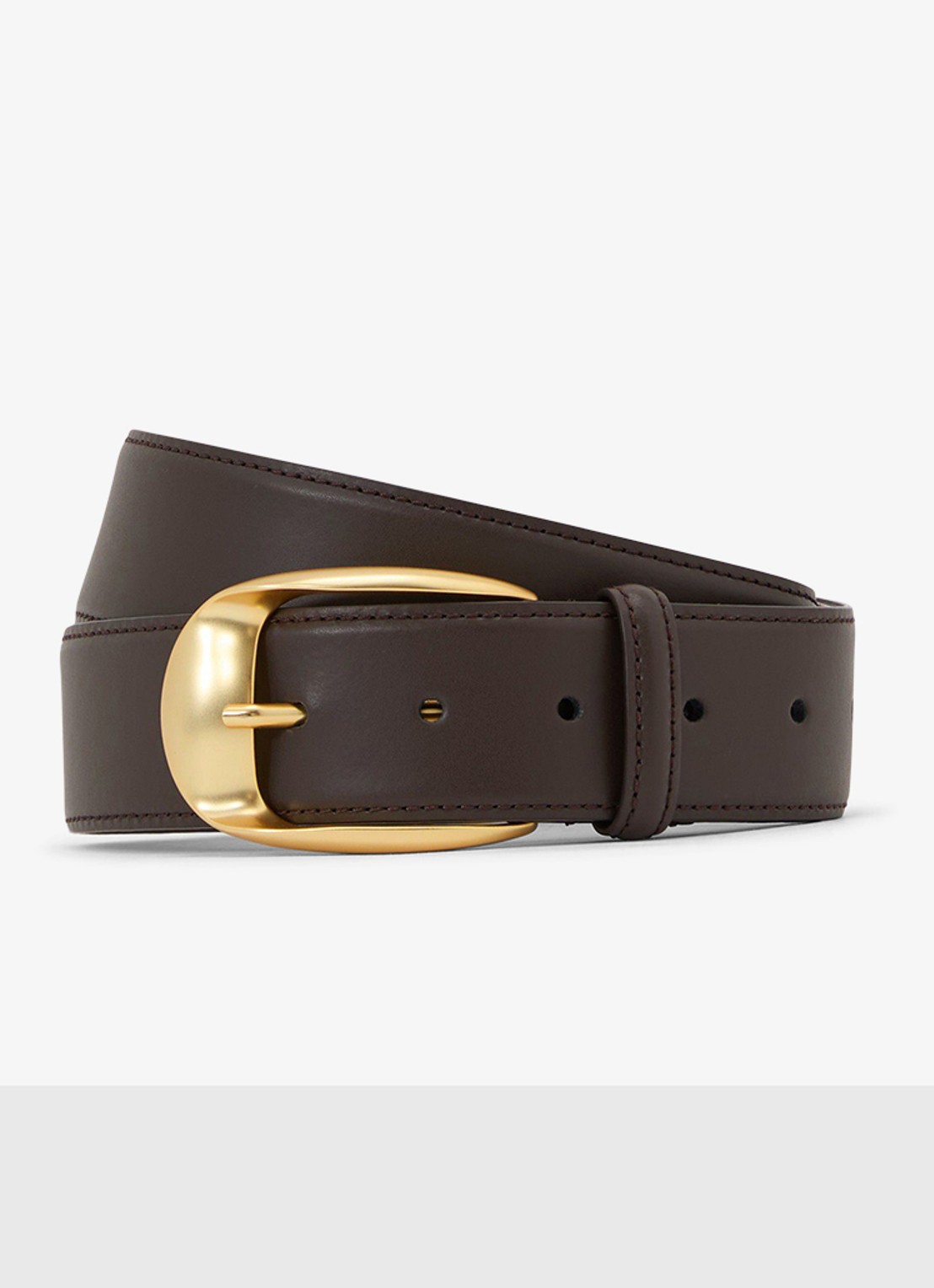 Reiss Sammy riem van leer - voorkant chocoladebruin