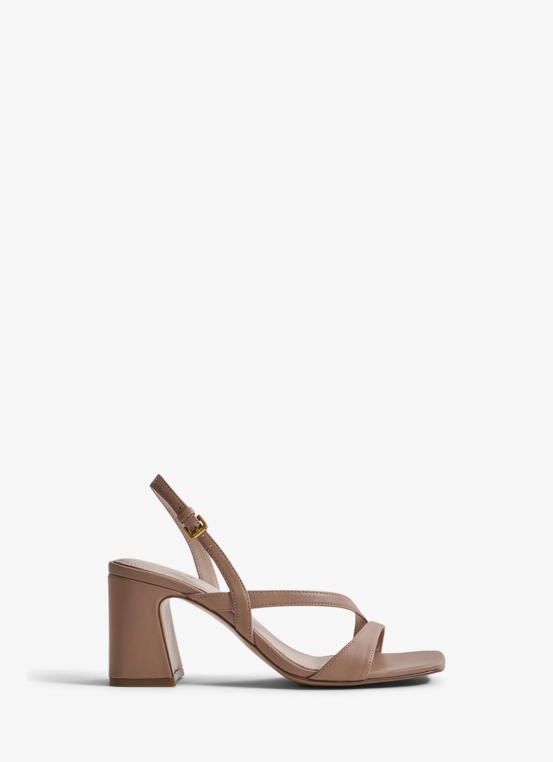 Reiss Sandalen van leer met hak  - voorkant 3 oudroze