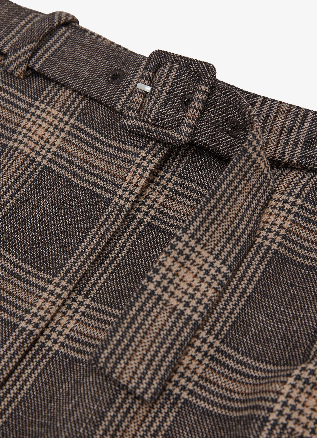 Reiss Sandor midi rok van wol met ruitdessin - detail 4 bruin