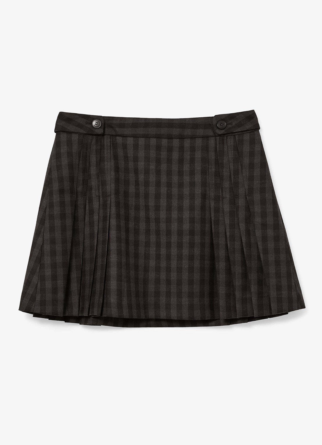 Reiss Sandor mini rok van wol met plooien en ruitdessin - voorkant 2 bruin