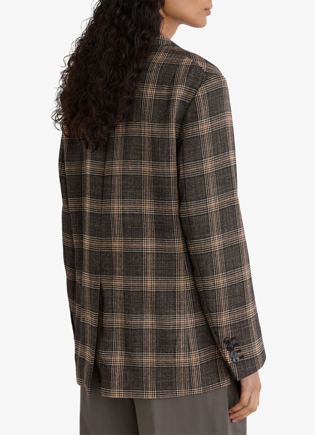 Reiss Sandor single-breasted blazer van wol in ruitdessin - achterkant 5 bruin