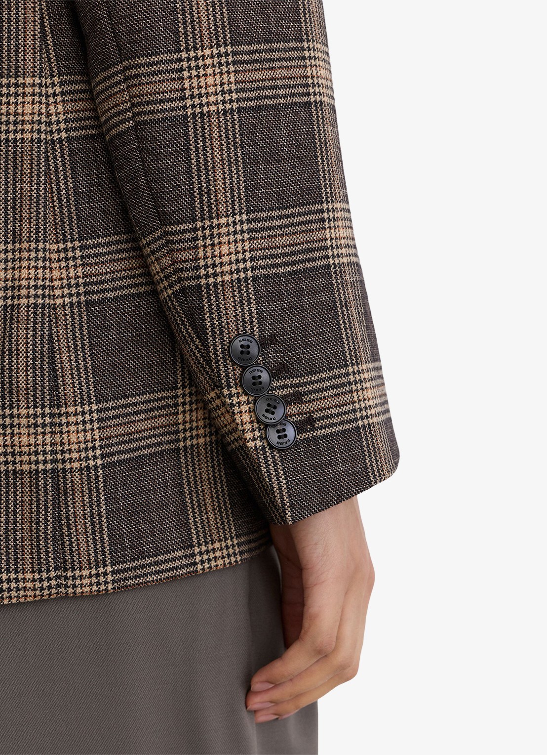 Reiss Sandor single-breasted blazer van wol in ruitdessin - detail 2 bruin
