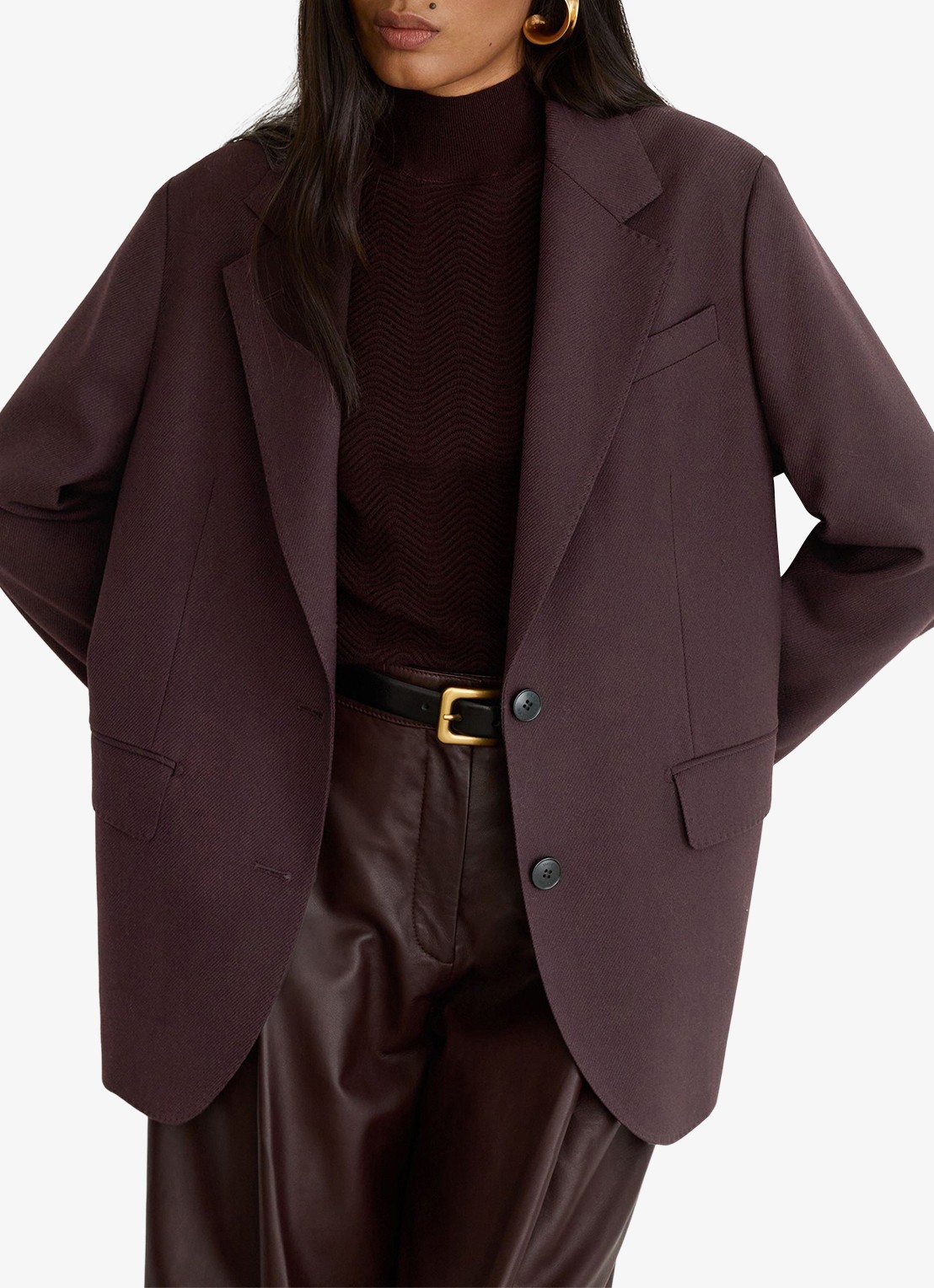 Reiss Sandor single-breasted blazer  - detail aubergine