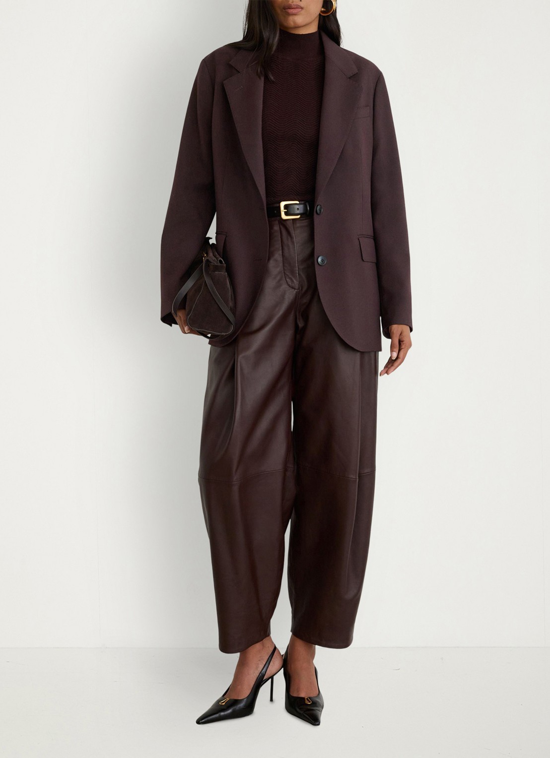 Reiss Sandor single-breasted blazer  - voorkant 6 aubergine